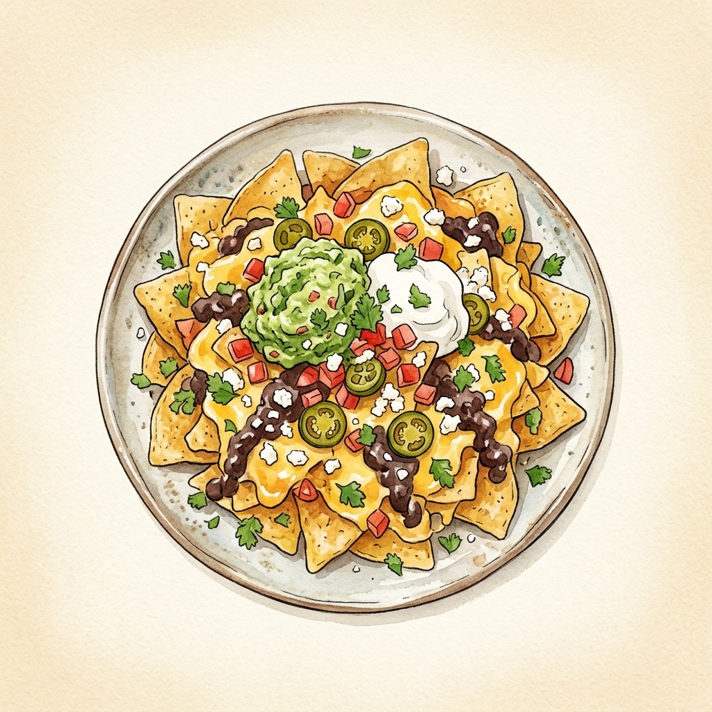Nachos preparados con queso y guacamole